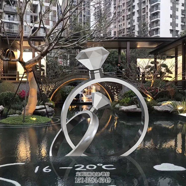 制造钻戒雕塑定价，地标摆件，烤漆钻戒雕塑精选